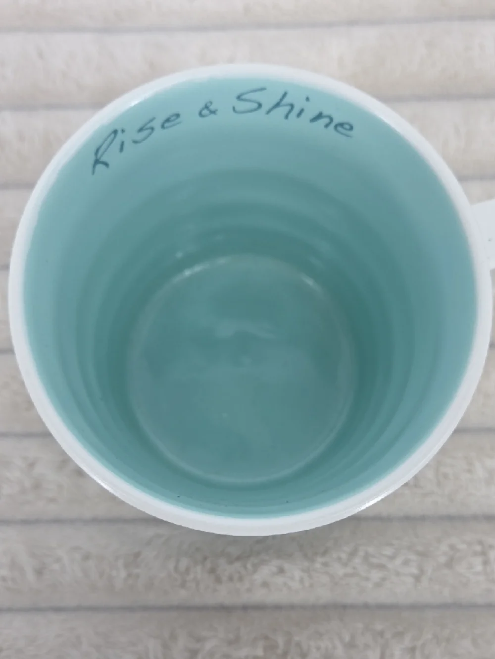 Rise & Shine Ceramic Coffee Mug - White with Orange & Blue Design